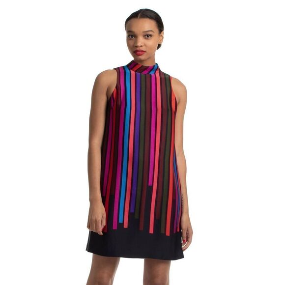 Trina Turk Logan Striped Shift Dress Size 2 Retro Multicolored - Picture 1 of 12
